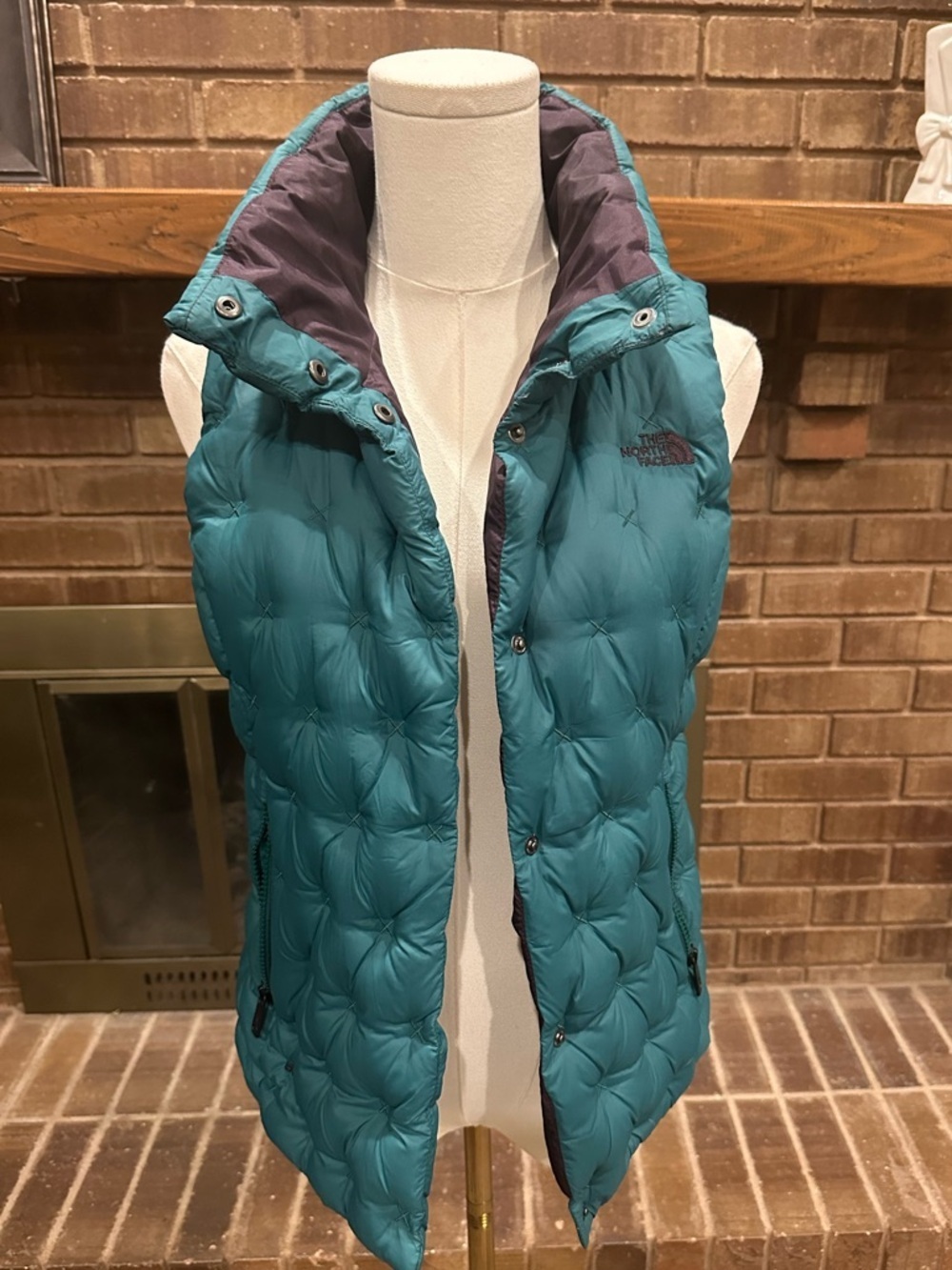 The North Face Holladown Crop Puffer Vest • Teal/Plum • Goose Down S Gorpcore